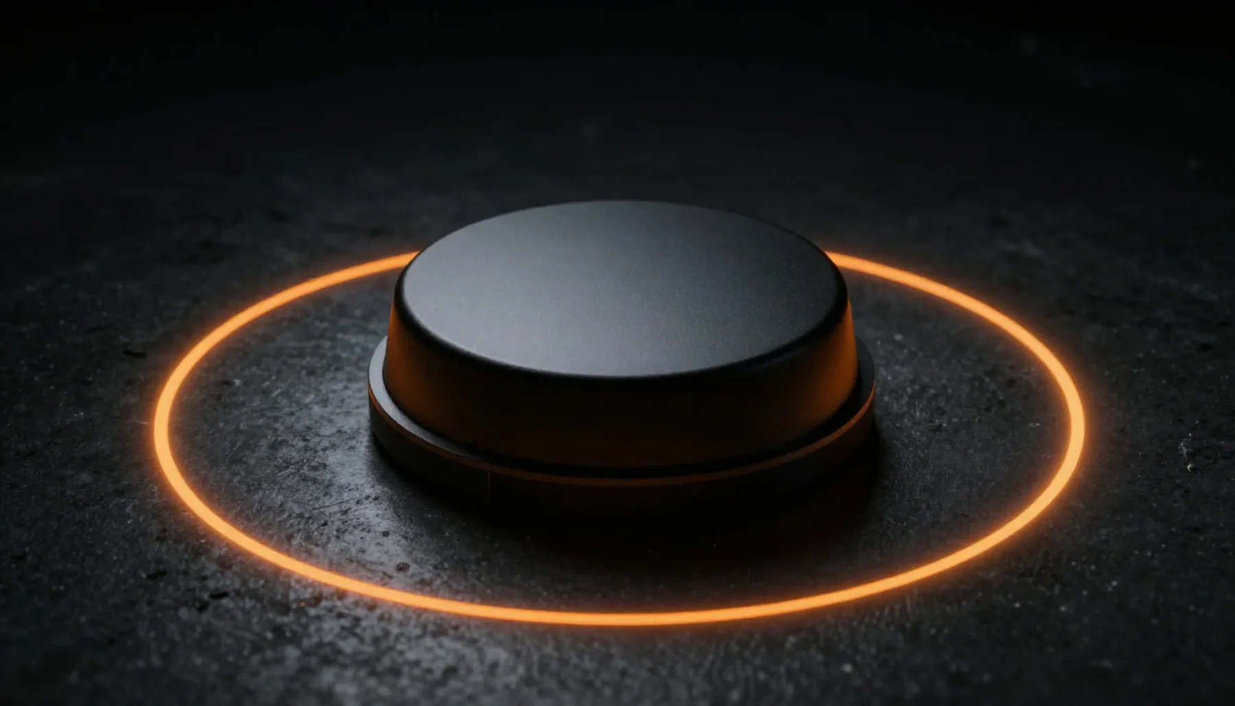 Ilustración: sensor de escucha apoyado en el piso, rodeado por un anillo de luz naranja.