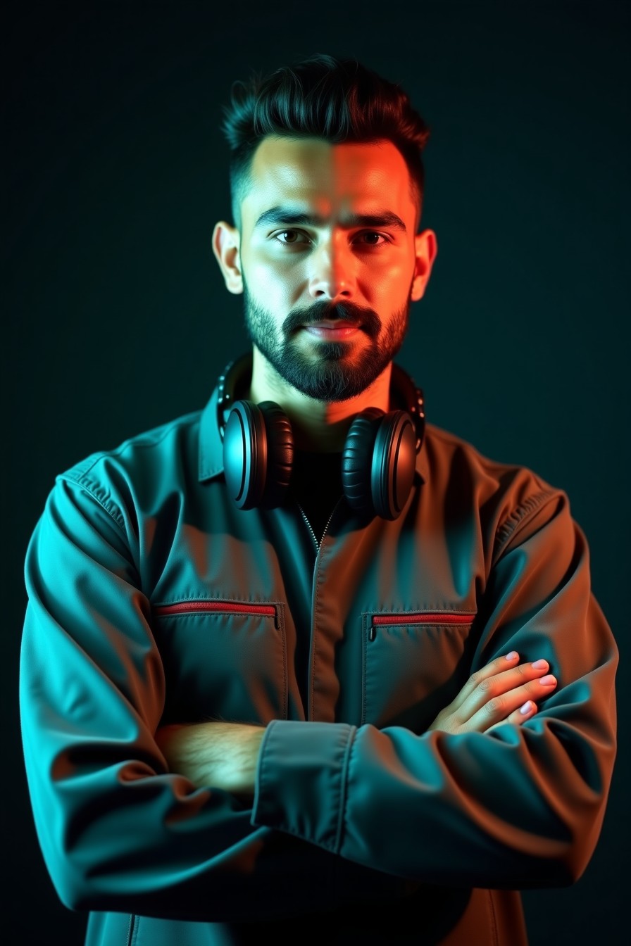 Retrato de un técnico de Caza Fugas con overol técnico y audífonos de escucha al cuello.